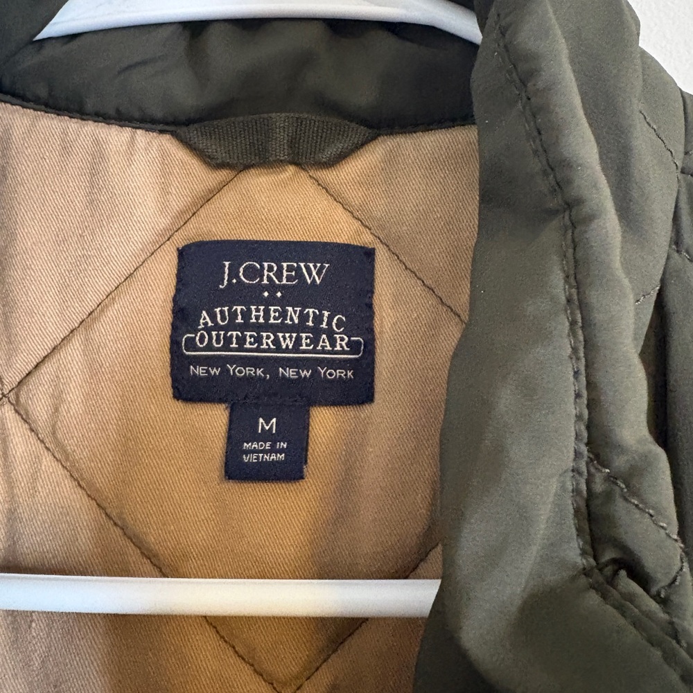 J. Crew Men's Olive Quilted Vest - Picture 2 of 3